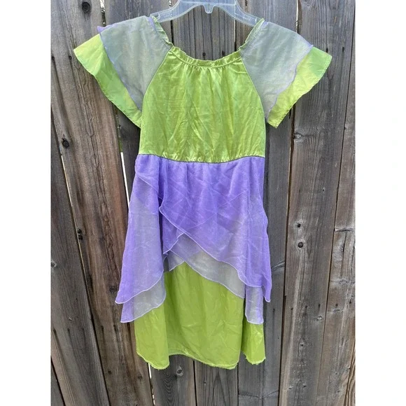 Disney Store Little Girls Green and Purple Satin Tinkerbell Fairy Costume 4‎ - Picture 3 of 6